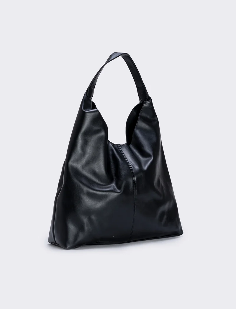 Borsa shopper grande con manico - Nero