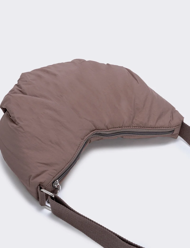 Tracolla nylon mezzaluna elegante - Grigio fango