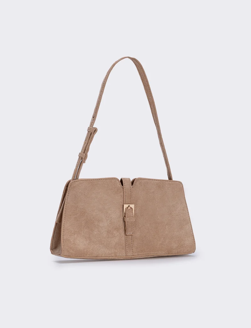 Borsetta suede con fibbia elegante - Beige