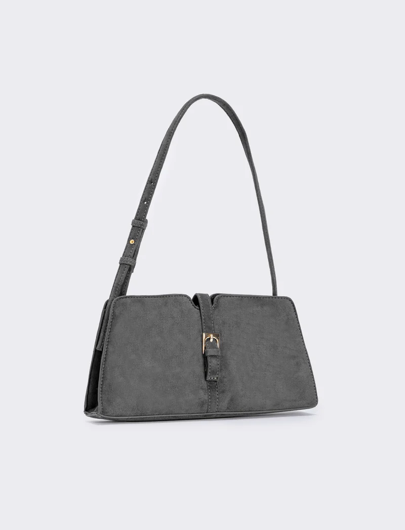 Borsetta suede con fibbia elegante - Grigio