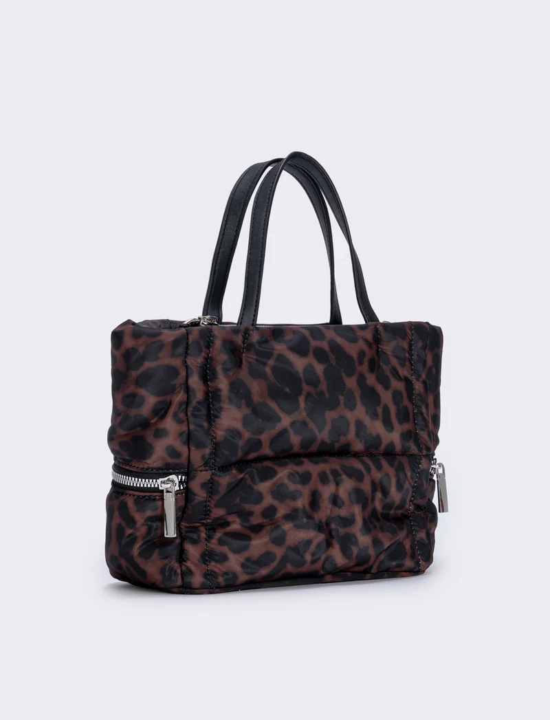 Shopper trapuntata con tasche laterali - Leopardato