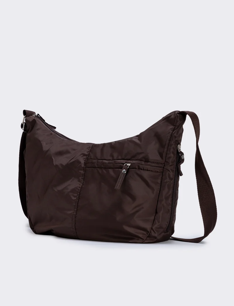 Borsa Mezzaluna Grande in Nylon - Moro