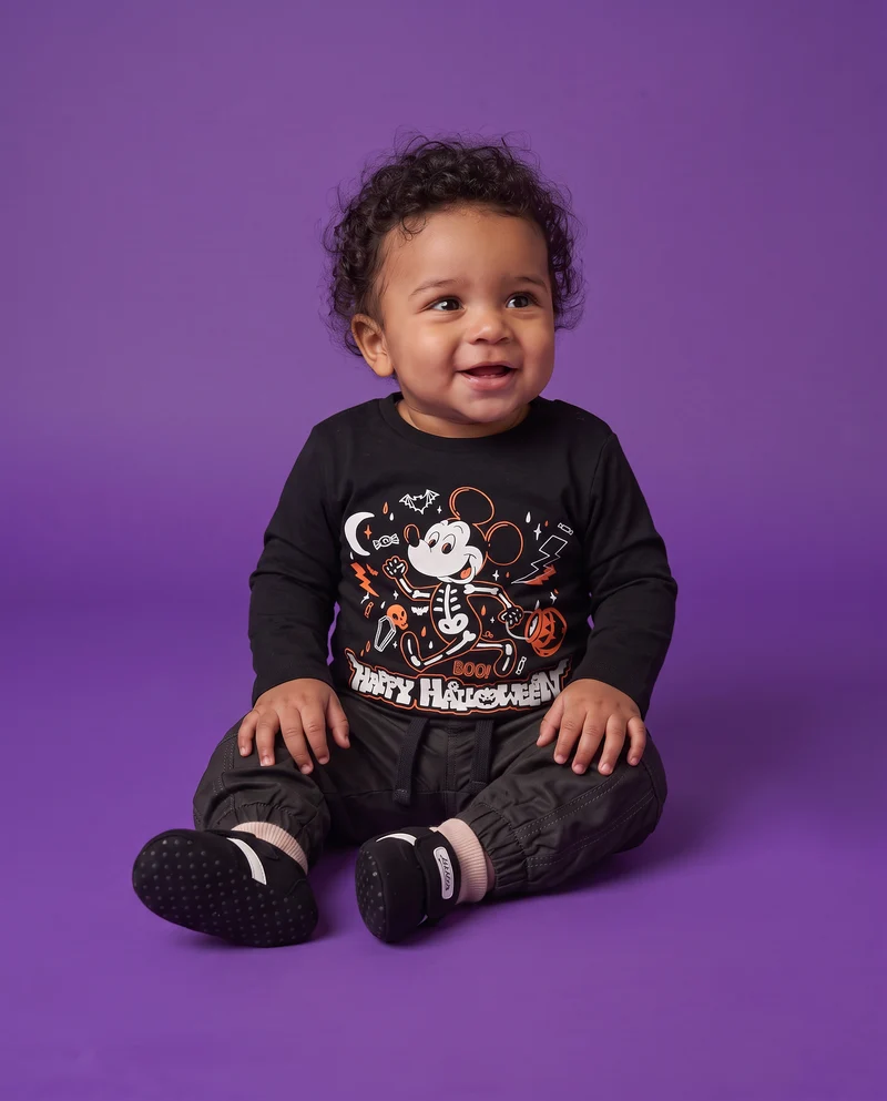 T shirt Halloween Topolino manica lunga - Nero