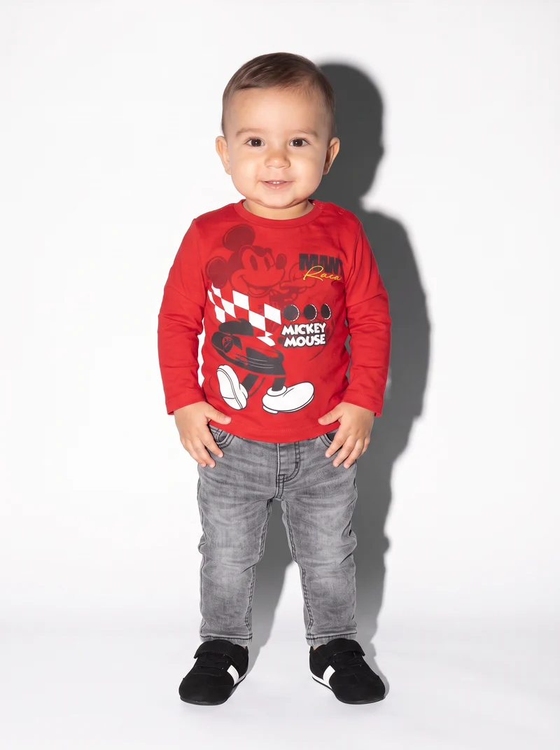 T shirt Mickey Mouse manica lunga sportiva - Rosso