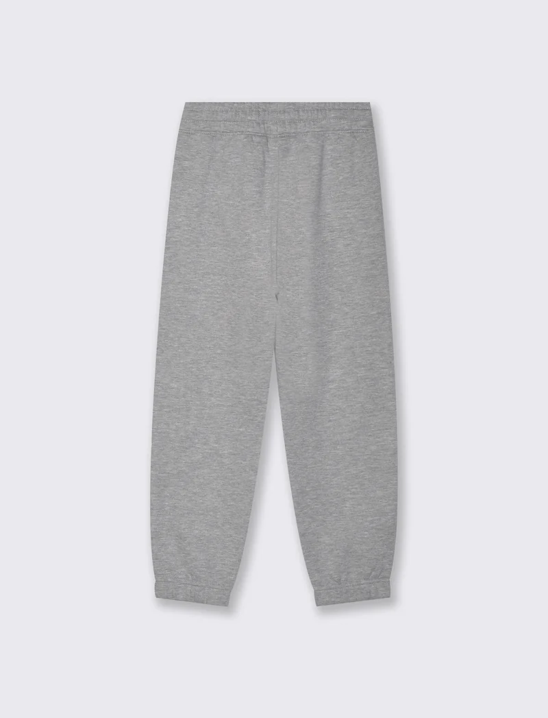 Jogger con ricamo e coulisse in vita - Grigio mel.
