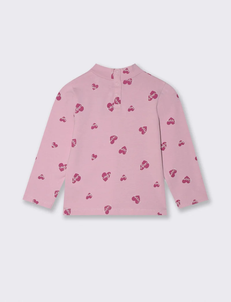 Maglietta basica con stampa all over - Rosa polvere