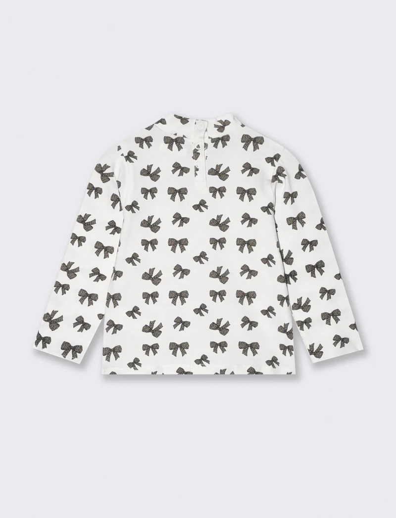 Maglietta basica con stampa all over - Bianco latte