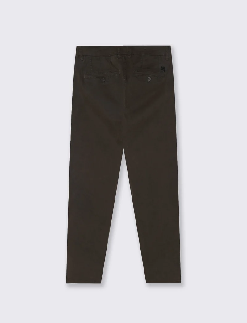 Pantaloni Chino Slim Fit in Cotone Twill - Moro