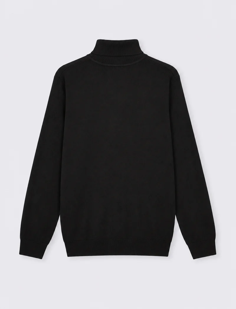 Maglia Collo Alto Regular Fit Basic - Nero