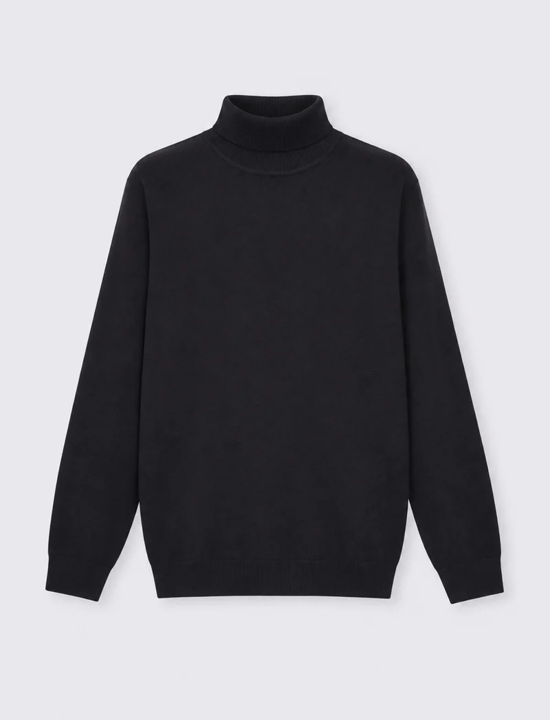 Maglia Collo Alto Regular Fit Basic - Blu