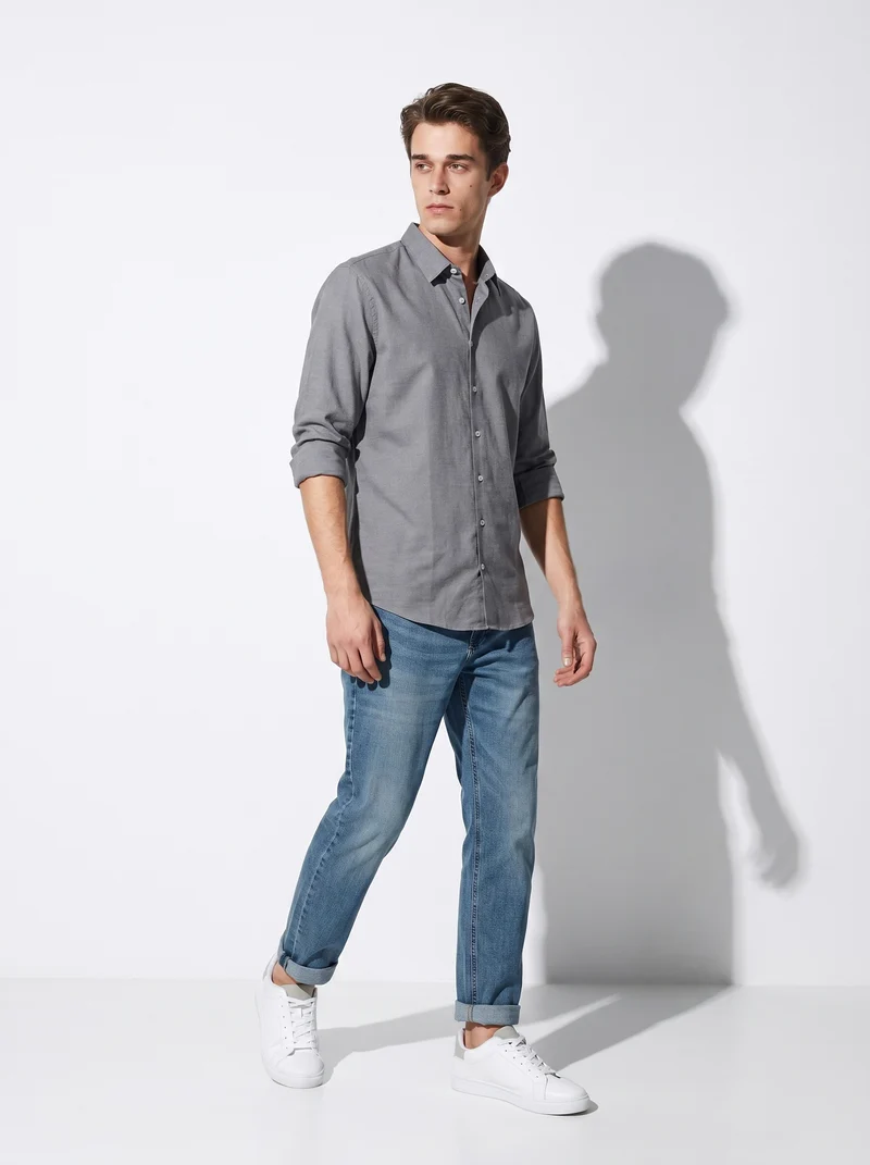 Camicia Oxford Regular Fit con Colletto Francese - Blu