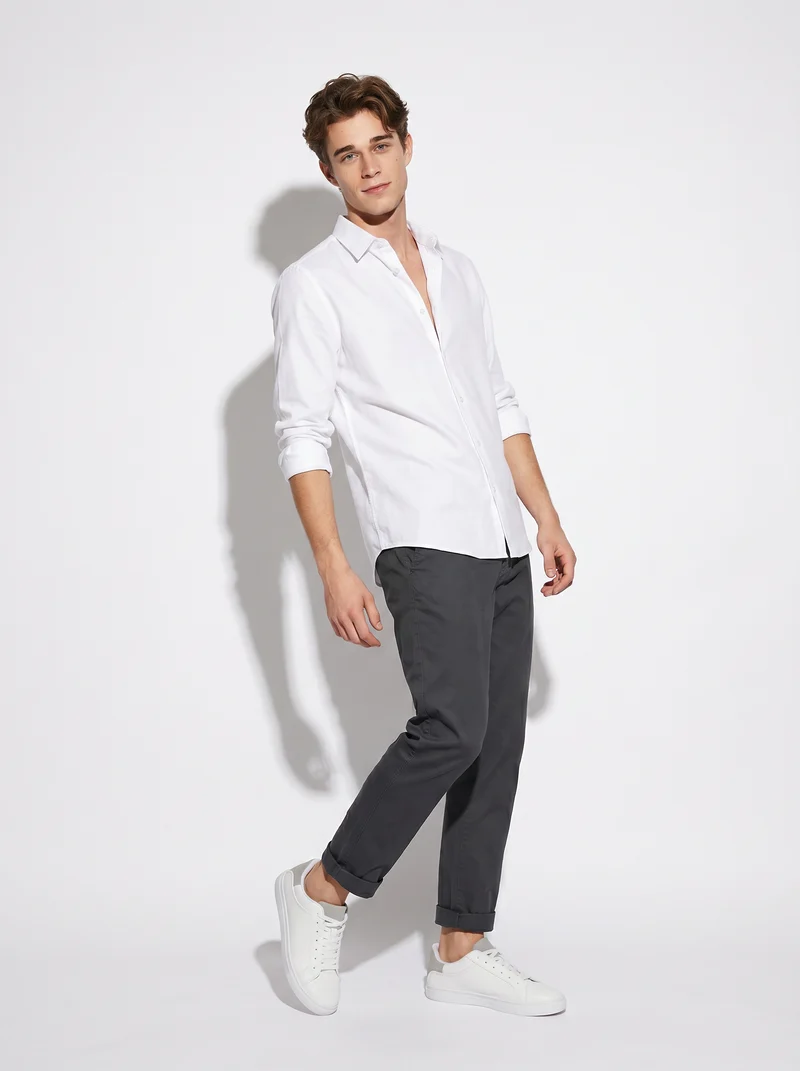 Camicia Oxford Regular Fit con Colletto Francese - Bianco