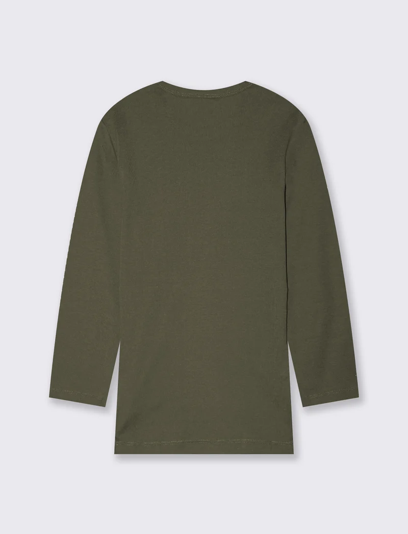 T-shirt basica a costine girocollo 3/4 - Ve.milit.