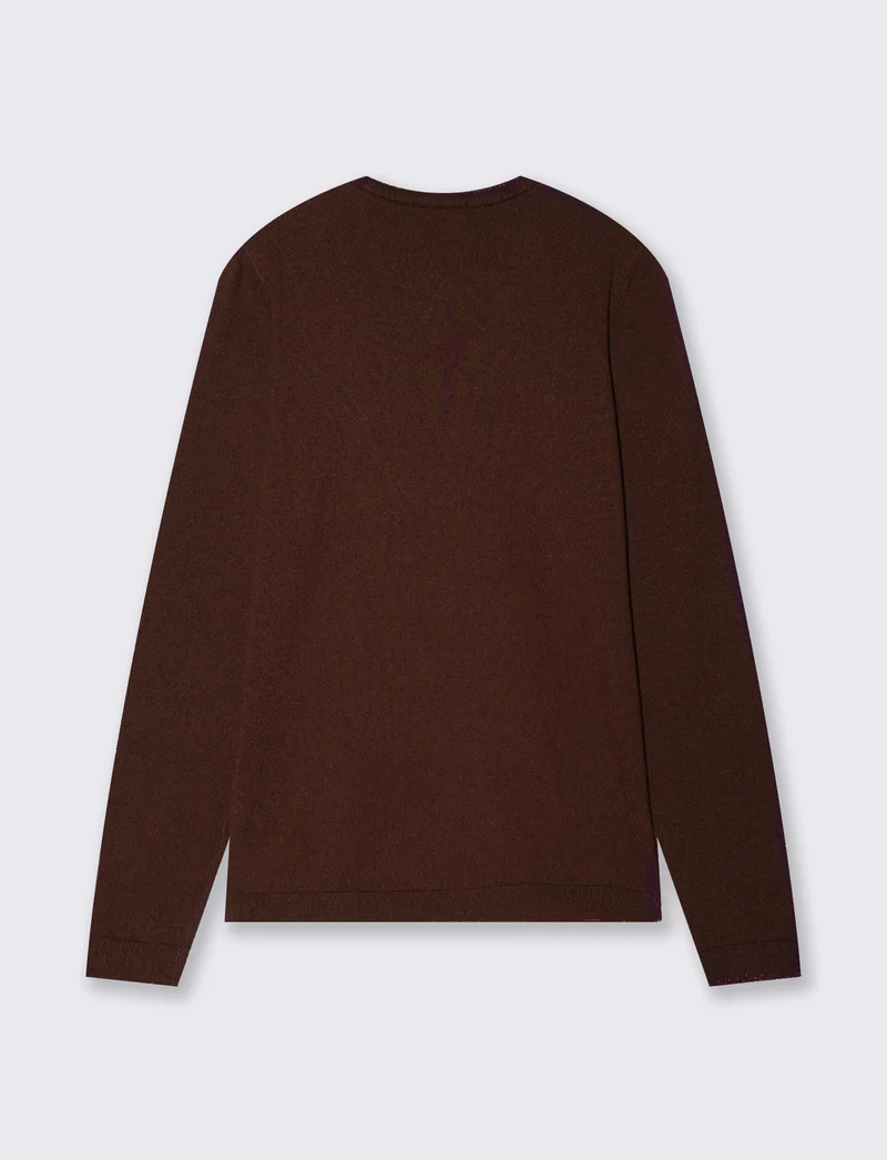 Pullover girocollo con bordino lurex - Moro