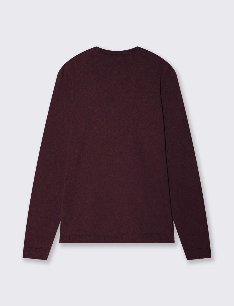Pullover girocollo con bordino lurex - Bordeaux