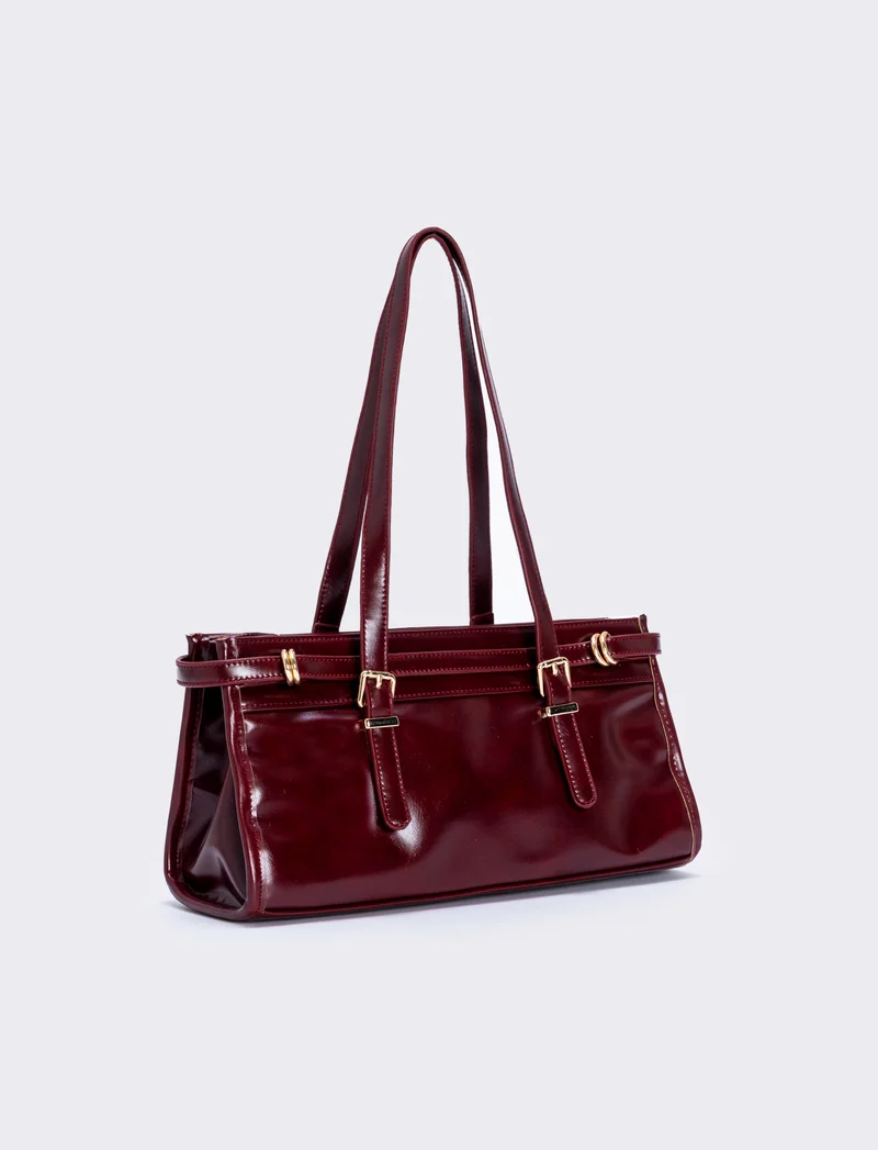 Borsa rettangolare con cinturino spalla - Bordeaux