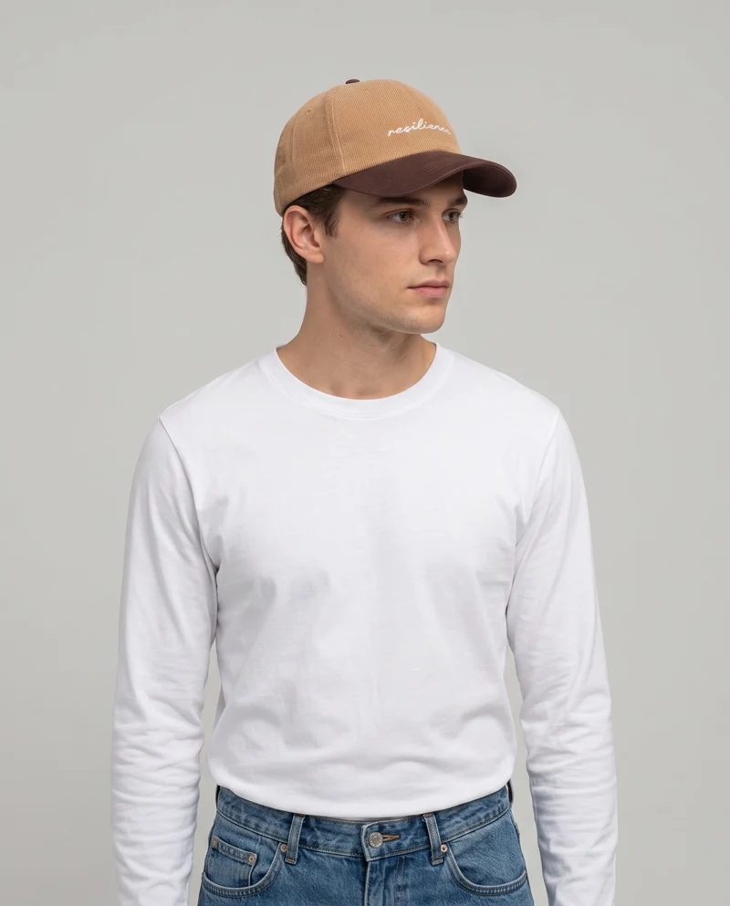 Visiera Baseball a Contrasto con Ricamo - Cammello