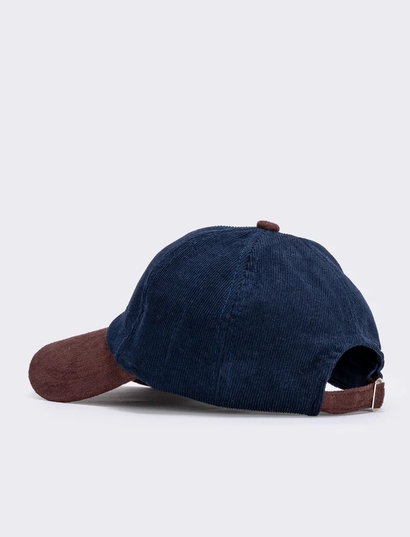Visiera Baseball a Contrasto con Ricamo - Blu