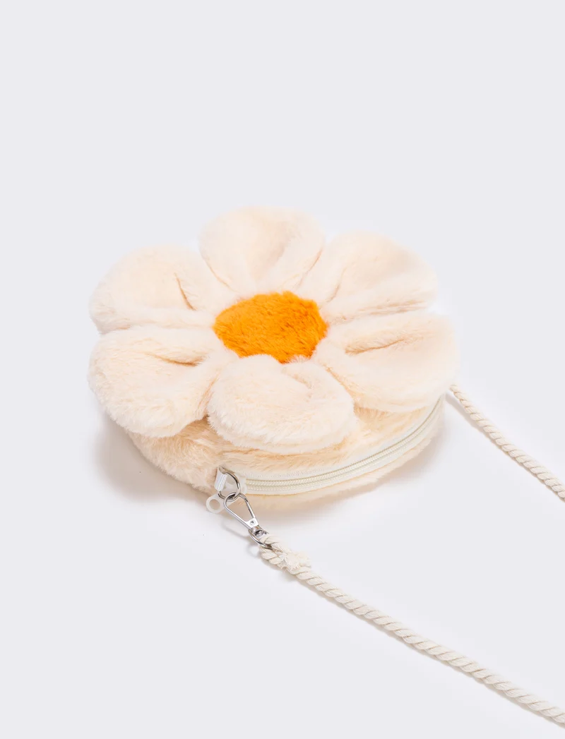 Borsetta margherita in pelliccia finta con tracolla - Beige
