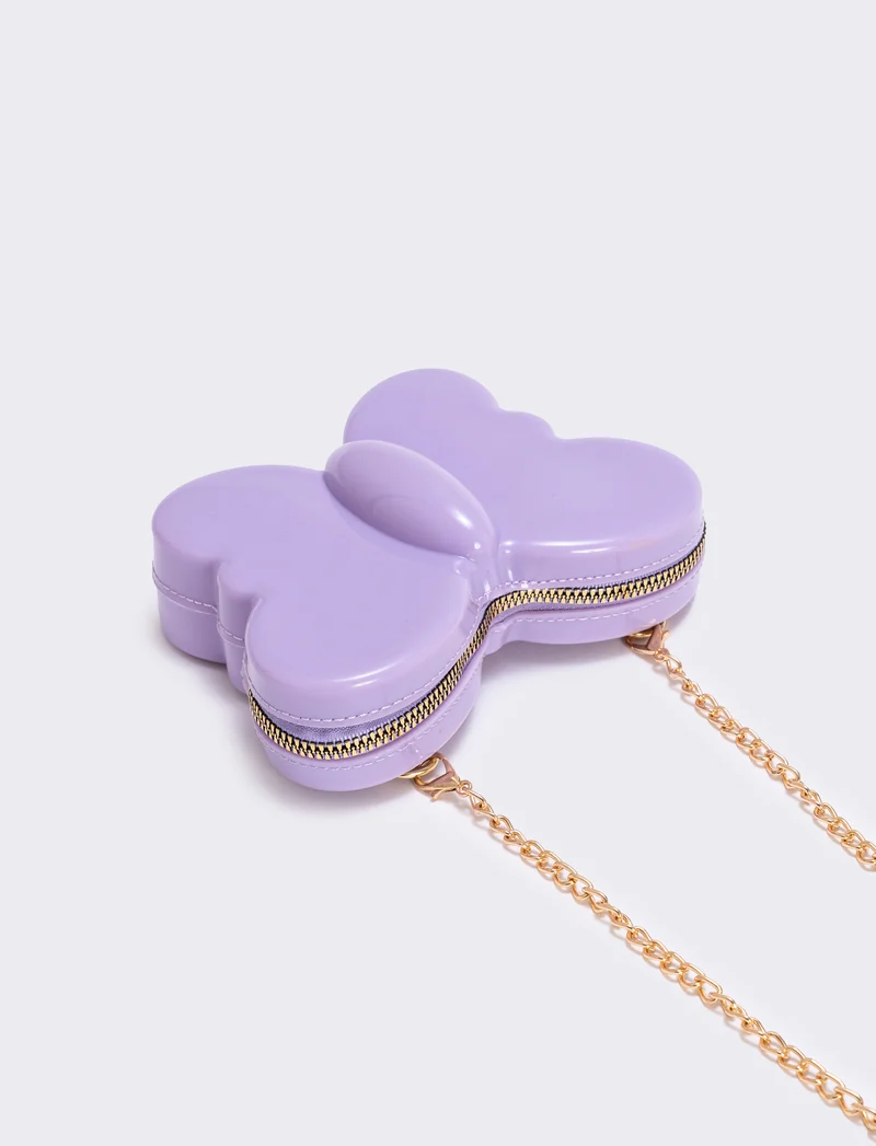 Borsetta farfallina glitter per bambina - Lilla