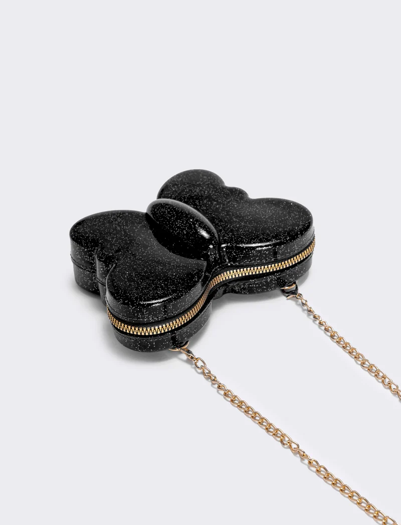 Borsetta farfallina glitter per bambina - Nero