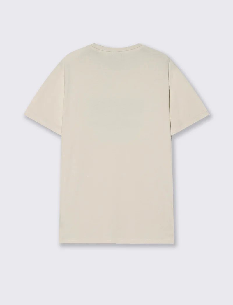 T-shirt cotone con stampa effetto velluto - Beige ecru