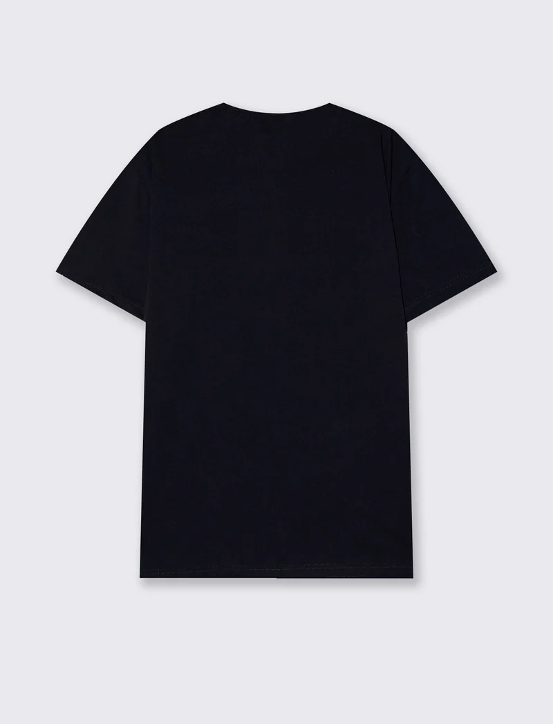 T-shirt cotone con stampa effetto velluto - Blu