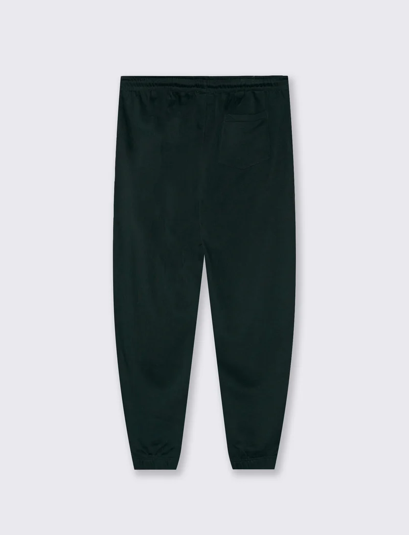 Pantaloni Jogger Basic in Felpa con Elastico - Verde scuro