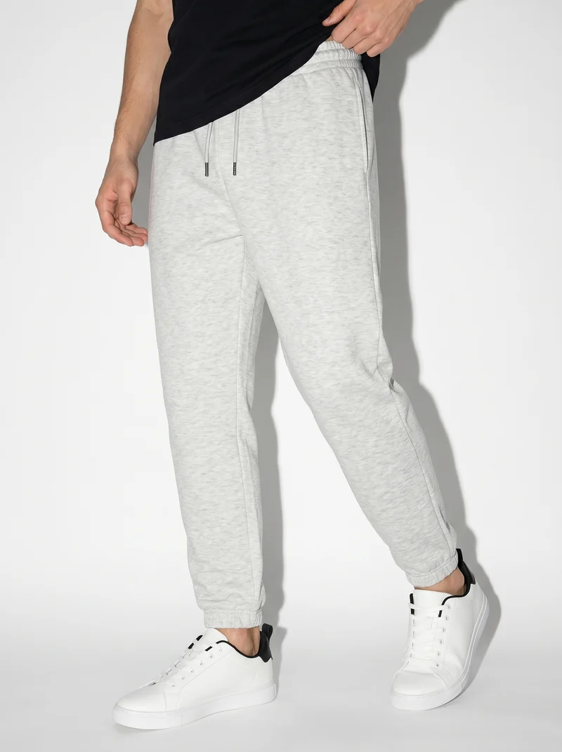 Pantaloni Jogger Basic in Felpa con Elastico - Grigio mel.