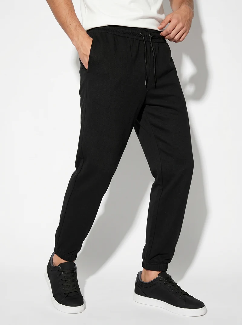Pantaloni Jogger Basic in Felpa con Elastico - Nero