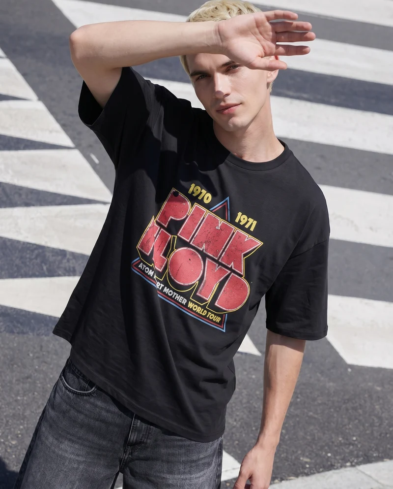 T-shirt Pink Floyd girocollo boxy fit - Nero
