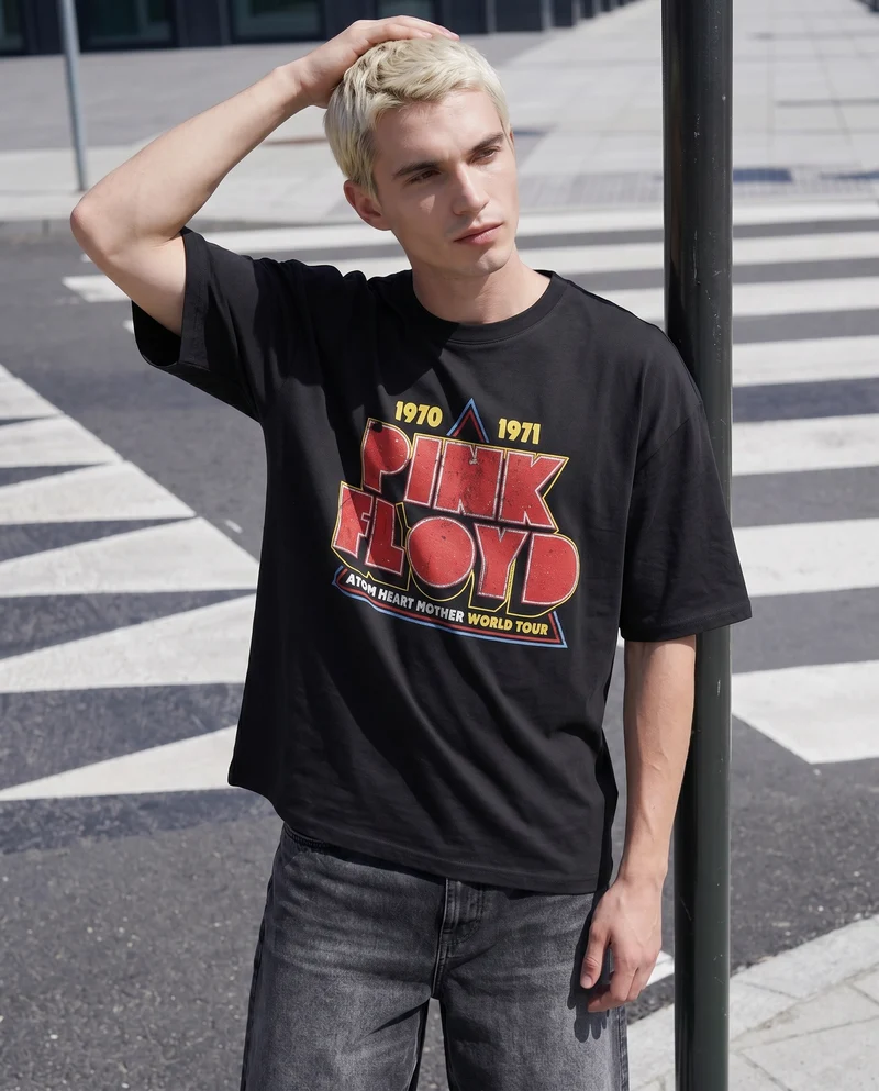 T-shirt Pink Floyd girocollo boxy fit - Nero