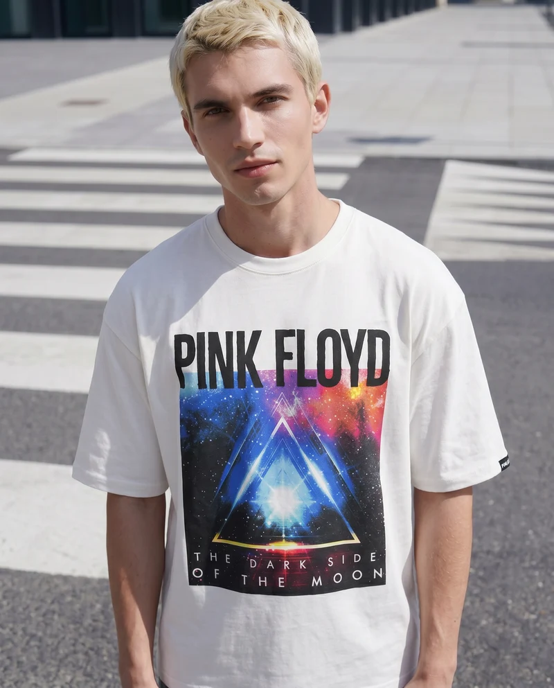 T-shirt Pink Floyd girocollo boxy fit - Bianco