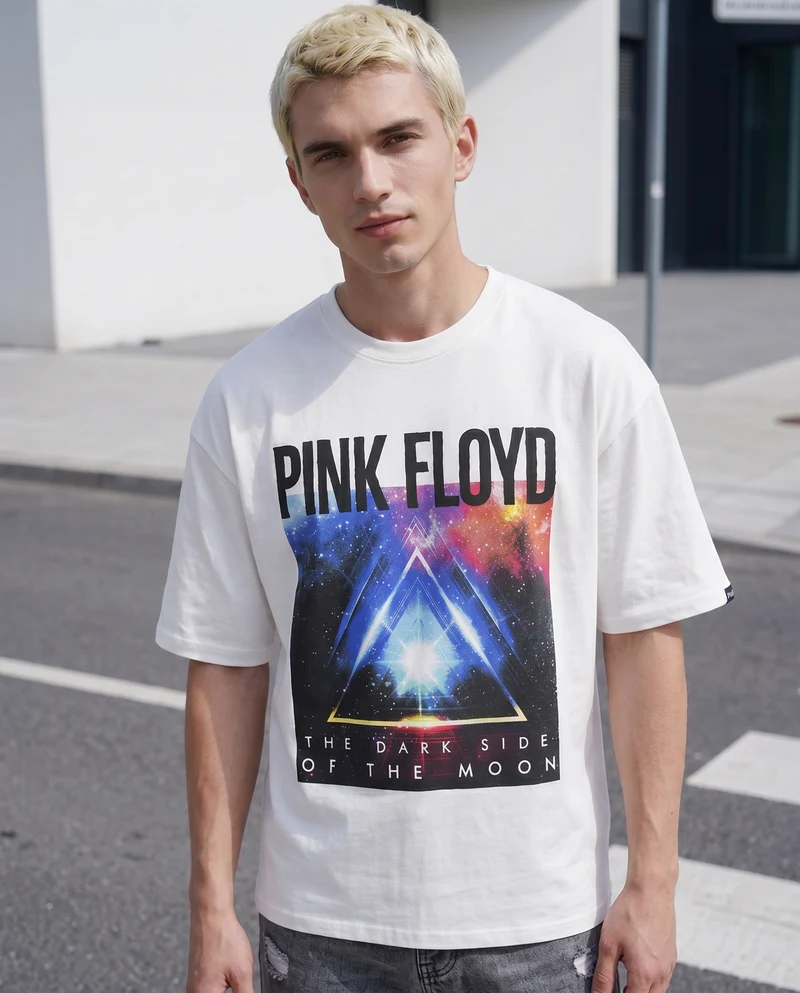 T-shirt Pink Floyd girocollo boxy fit - Bianco