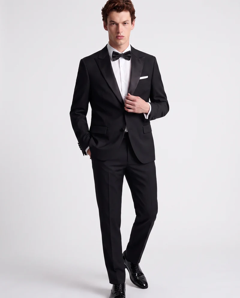 Blazer da Smoking con Colletto in Raso - Nero