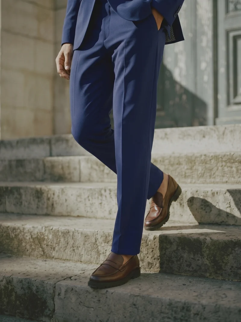 Pantaloni Formal Fit con Tasche Dettagliate - Blu