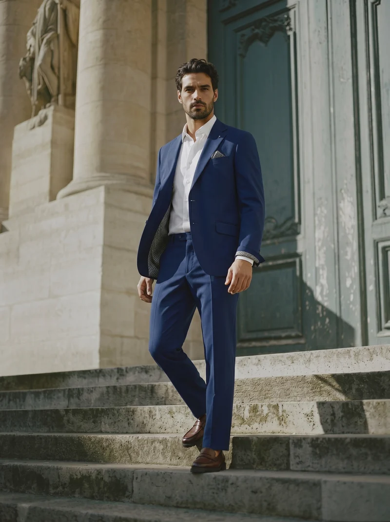 Blazer Formal Fit con Dettagli Eleganti - Blu