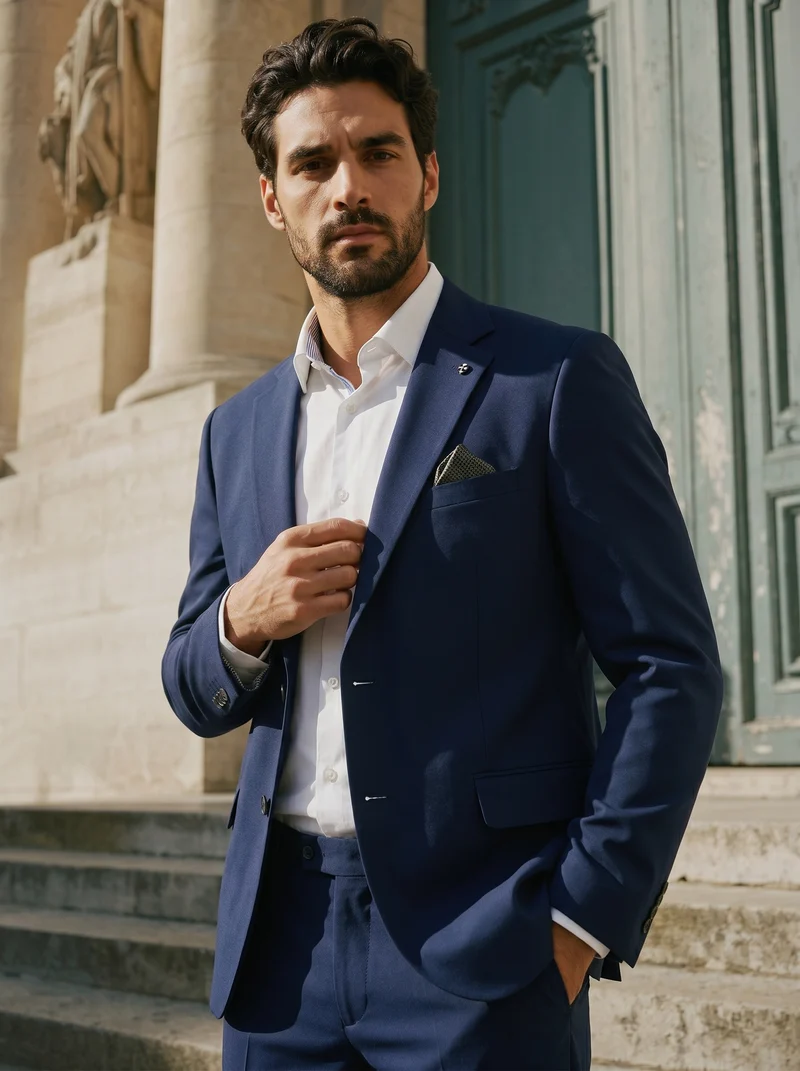 Blazer Formal Fit con Dettagli Eleganti - Blu