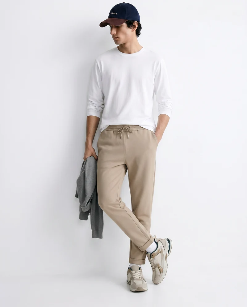 Pantaloni in felpa con vita jogger - Beige