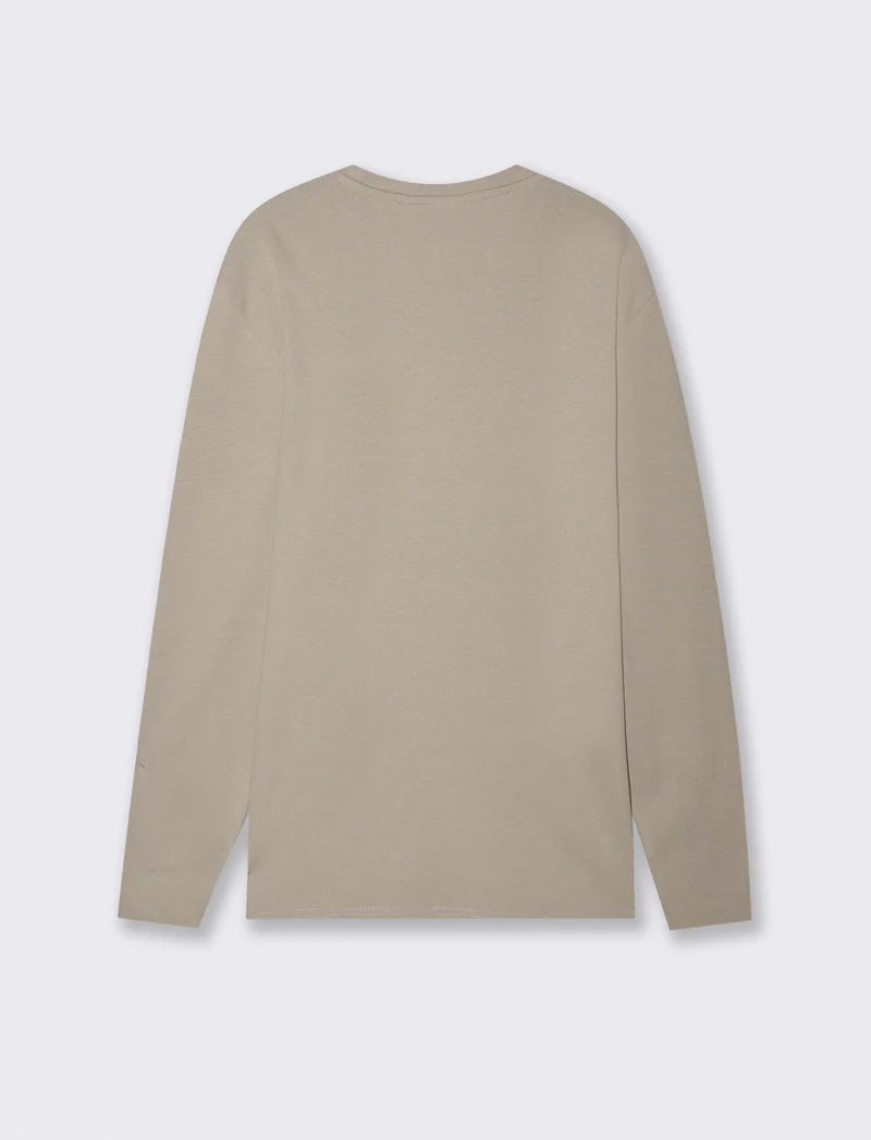 T-shirt slim fit a coste girocollo - Grigio stone