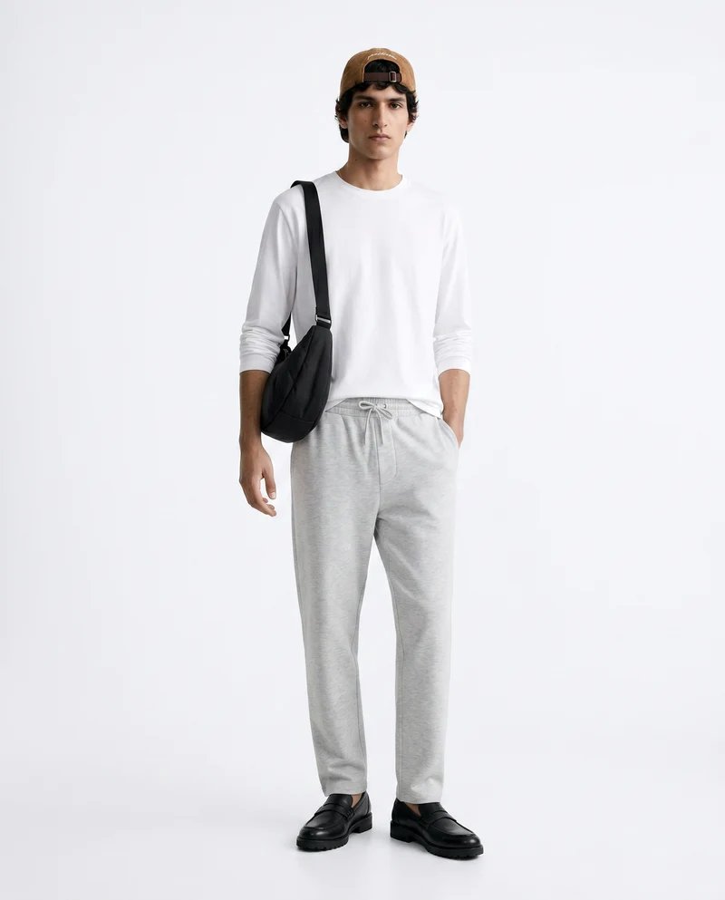 T-shirt slim fit a coste girocollo - Bianco