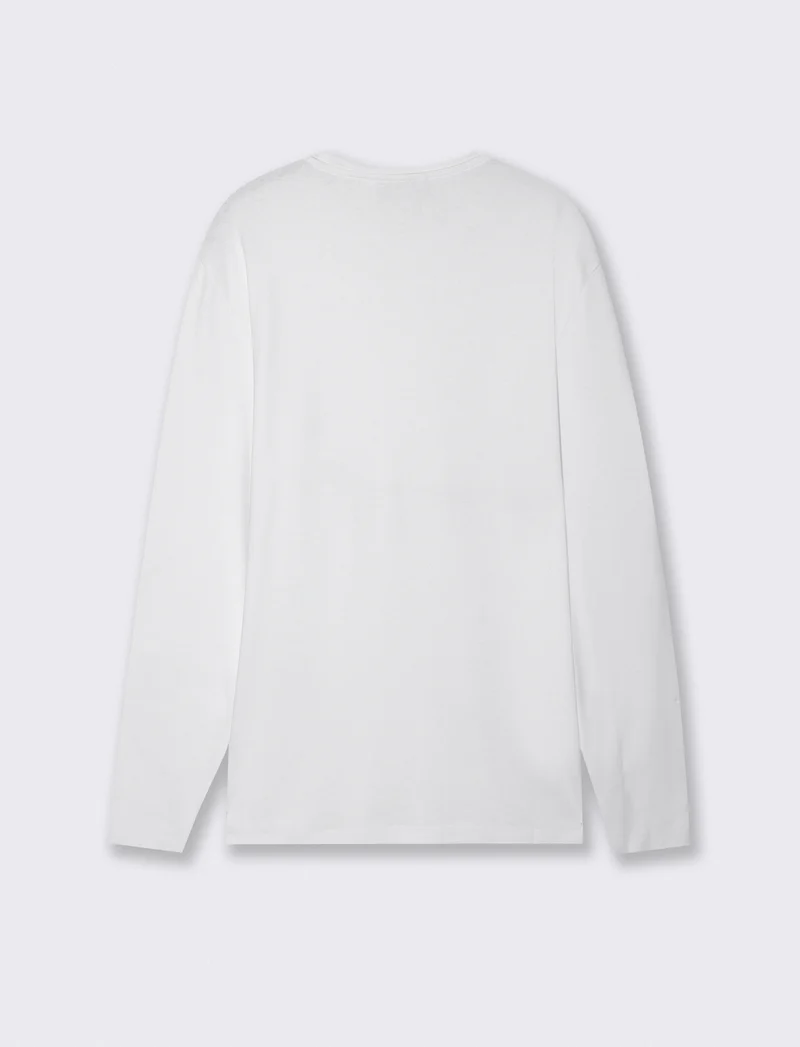 T-shirt slim fit a coste girocollo - Bianco