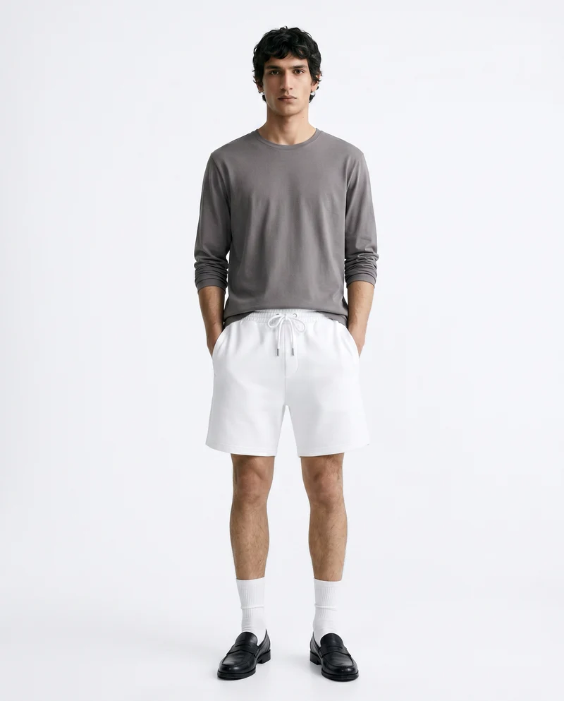 T-shirt slim fit maniche lunghe girocollo - Grigio