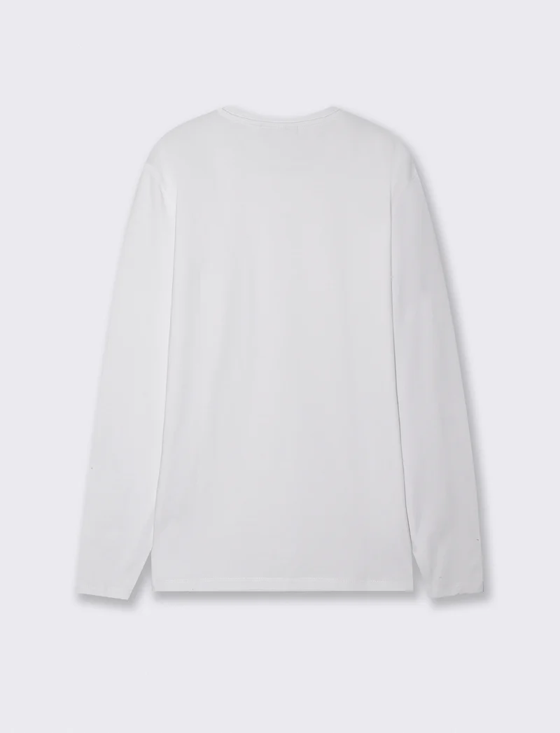 T-shirt slim fit maniche lunghe girocollo - Bianco