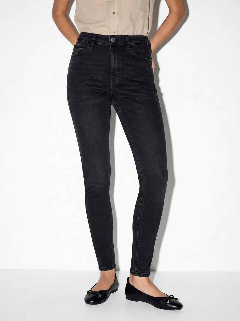 Jeans super skinny a vita molto alta - Nero