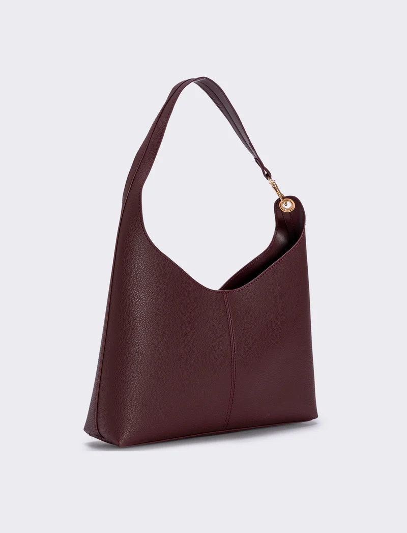 Borsa a spalla con gancio sintetica - Bordeaux