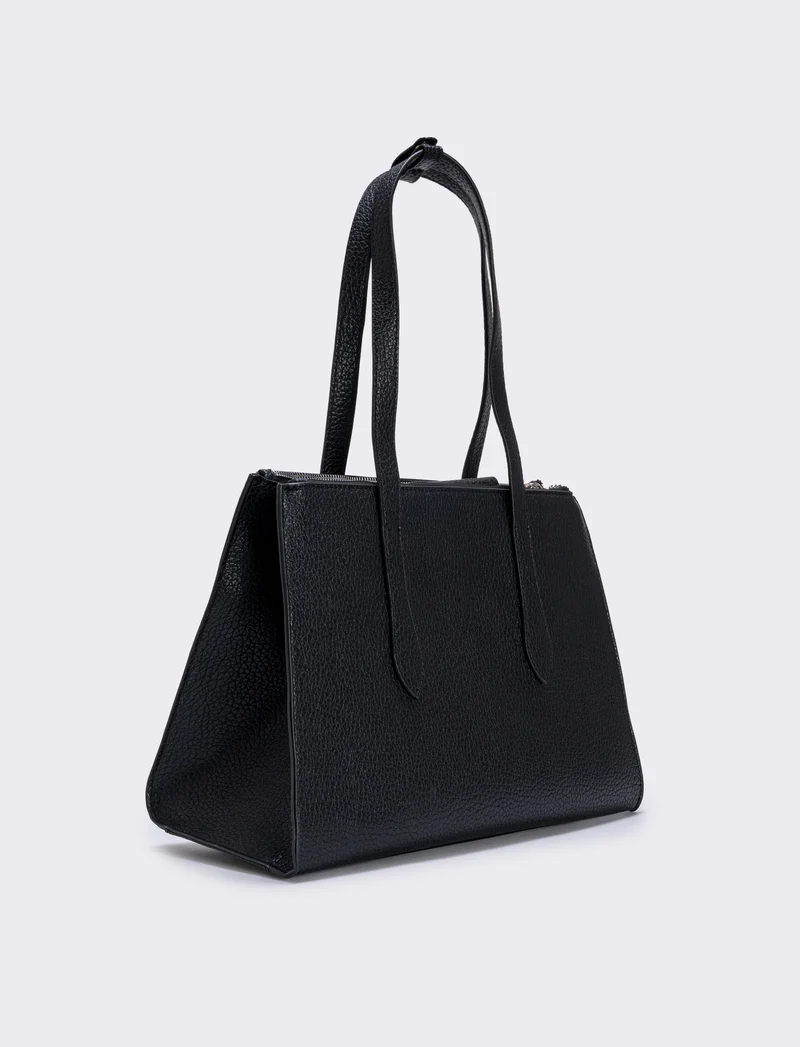 Borsa grande a spalla in suede - Nero