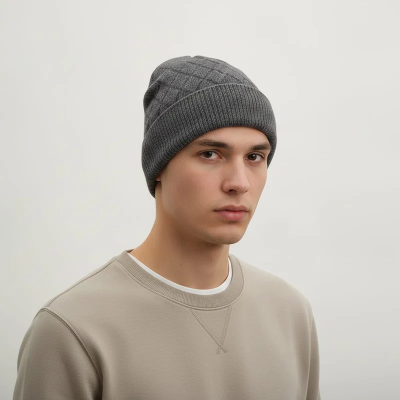 Cappello effetto delavé con stampa intreccio - Nero