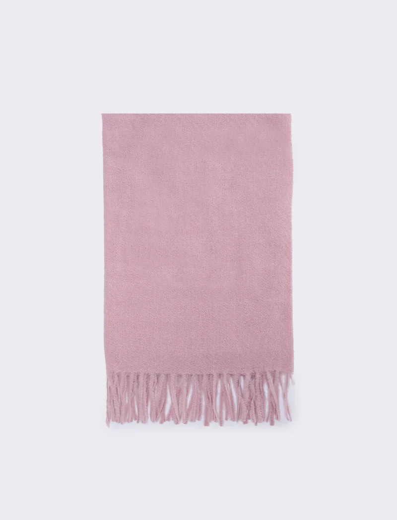 Sciarpa in tinta unita con frange - Rosa