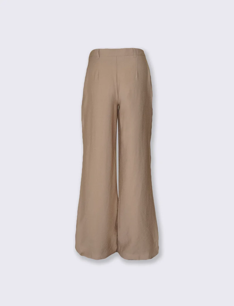 Pantaloni palazzo con pinches e tasche - Beige